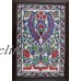 Wood Framed 19"x27" Turkish Handmade Iznik Floral Pattern Tile PANEL MURAL   122856253414
